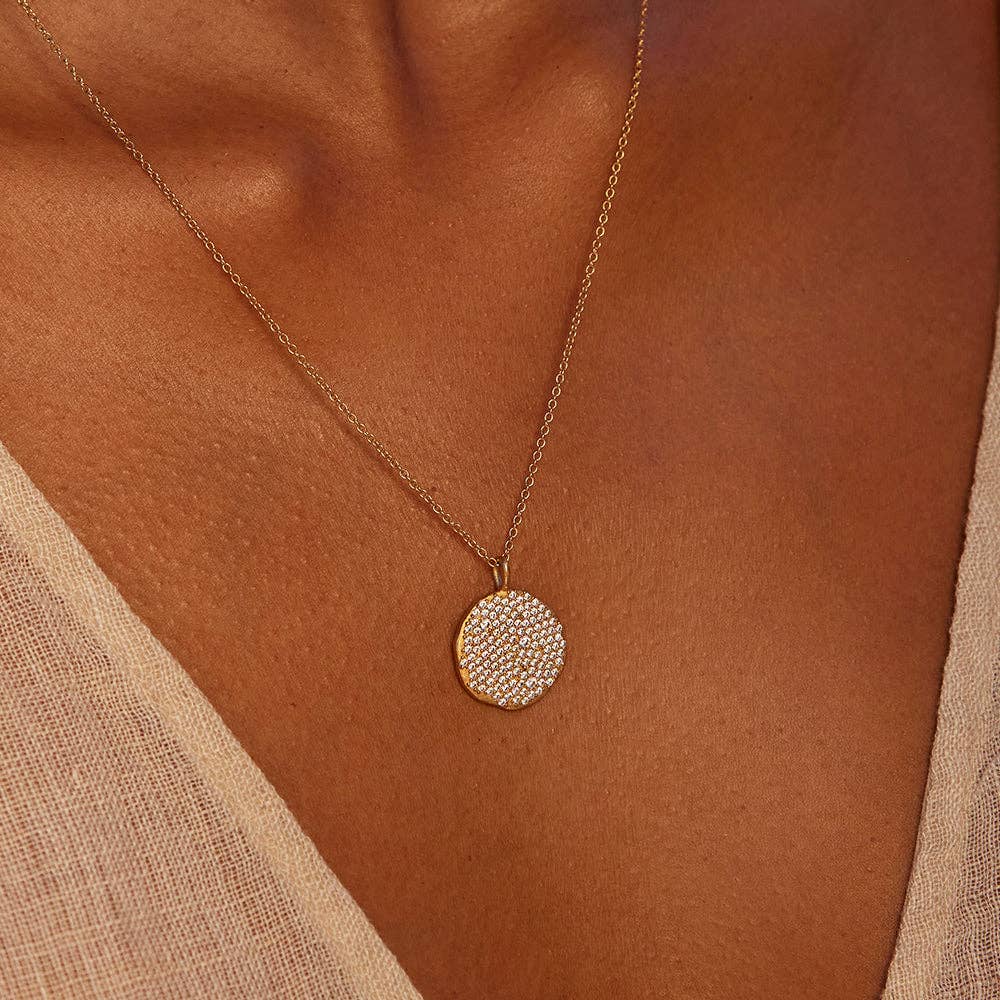 Luna Pavé Necklace | Jewelry Gold Gift Waterproof