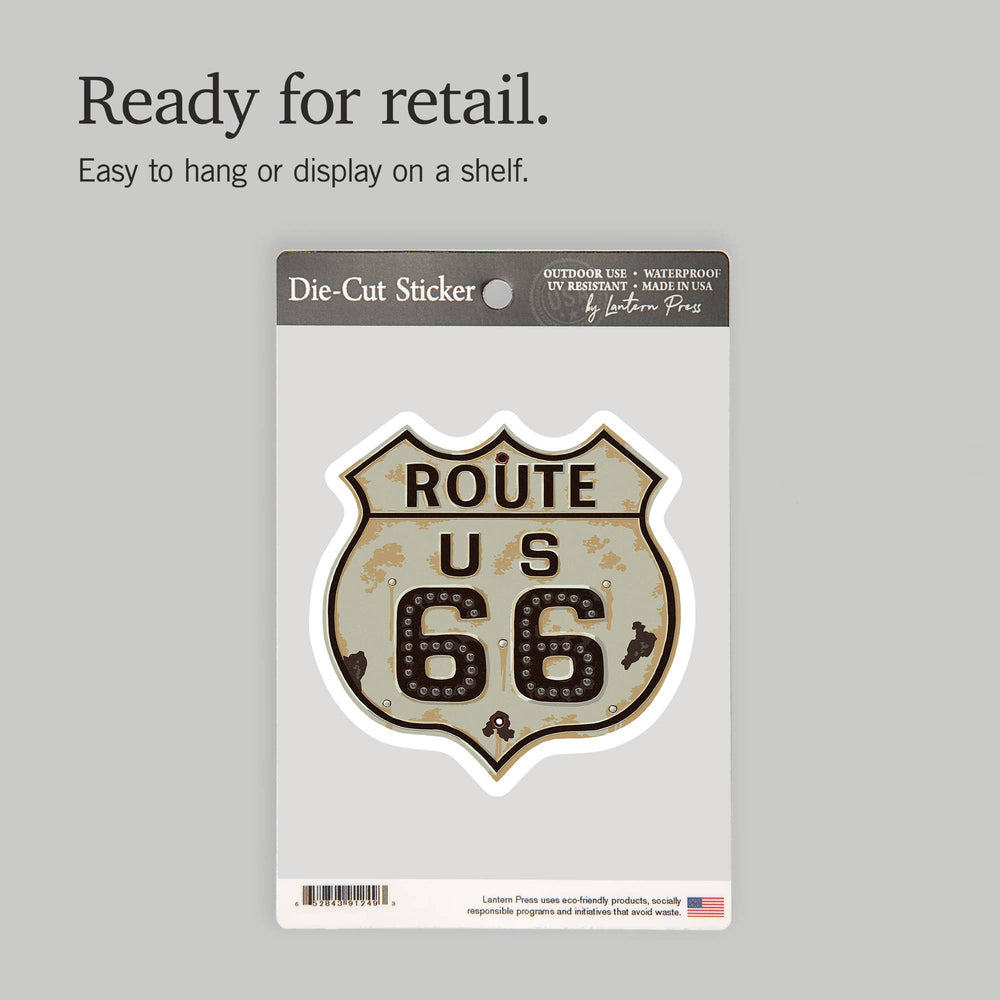 STICKERS Route 66 Sign, Letterpress