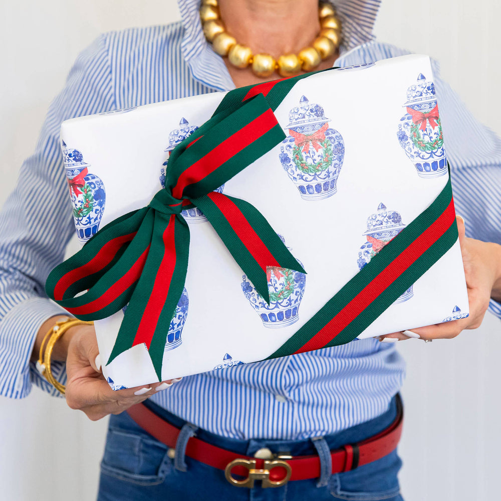 Preppy Striped Grosgrain Ribbon | Red + Green