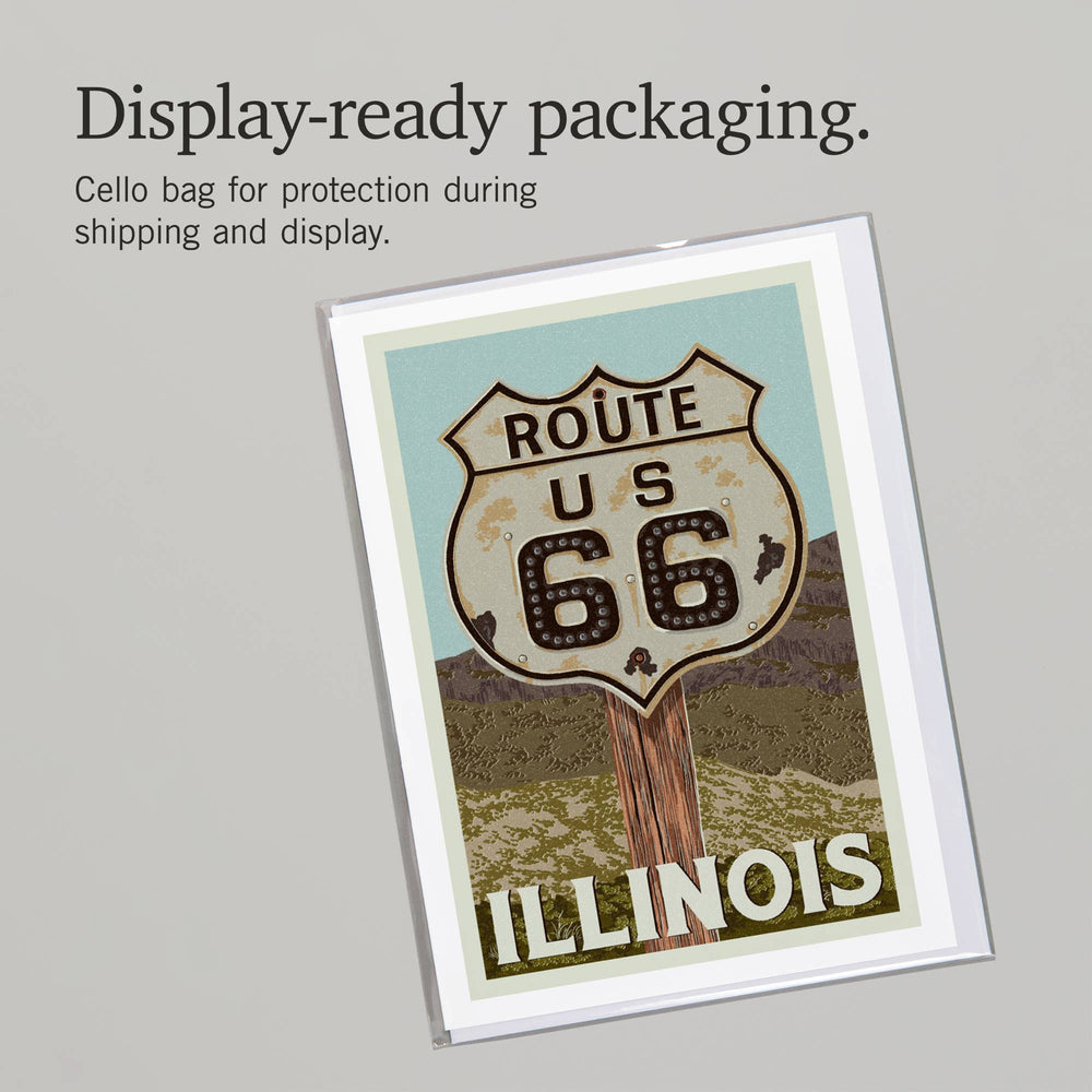 NOTECARD Route 66, Illinois, Letterpress