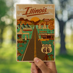 WOOD POSTCARD Illinois, Route 66, Geometric