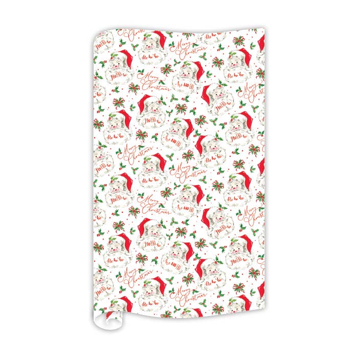Merry Christmas  Red Santa Pattern Wrapping Paper