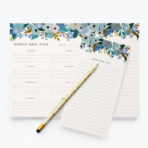 Garden Party Blue Meal Planner Notepad