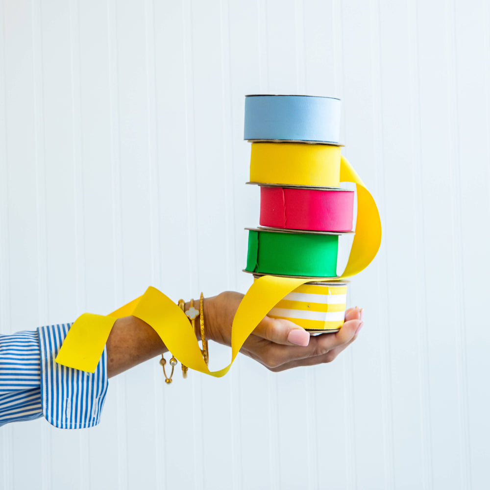 Preppy Striped Grosgrain Ribbon | Navy Blue