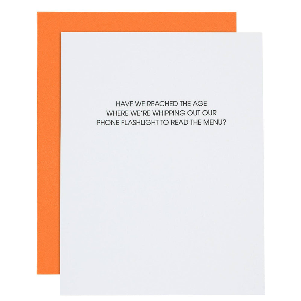 Years Old: Read Menu With Phone Flashlight - Funny Birthday Card