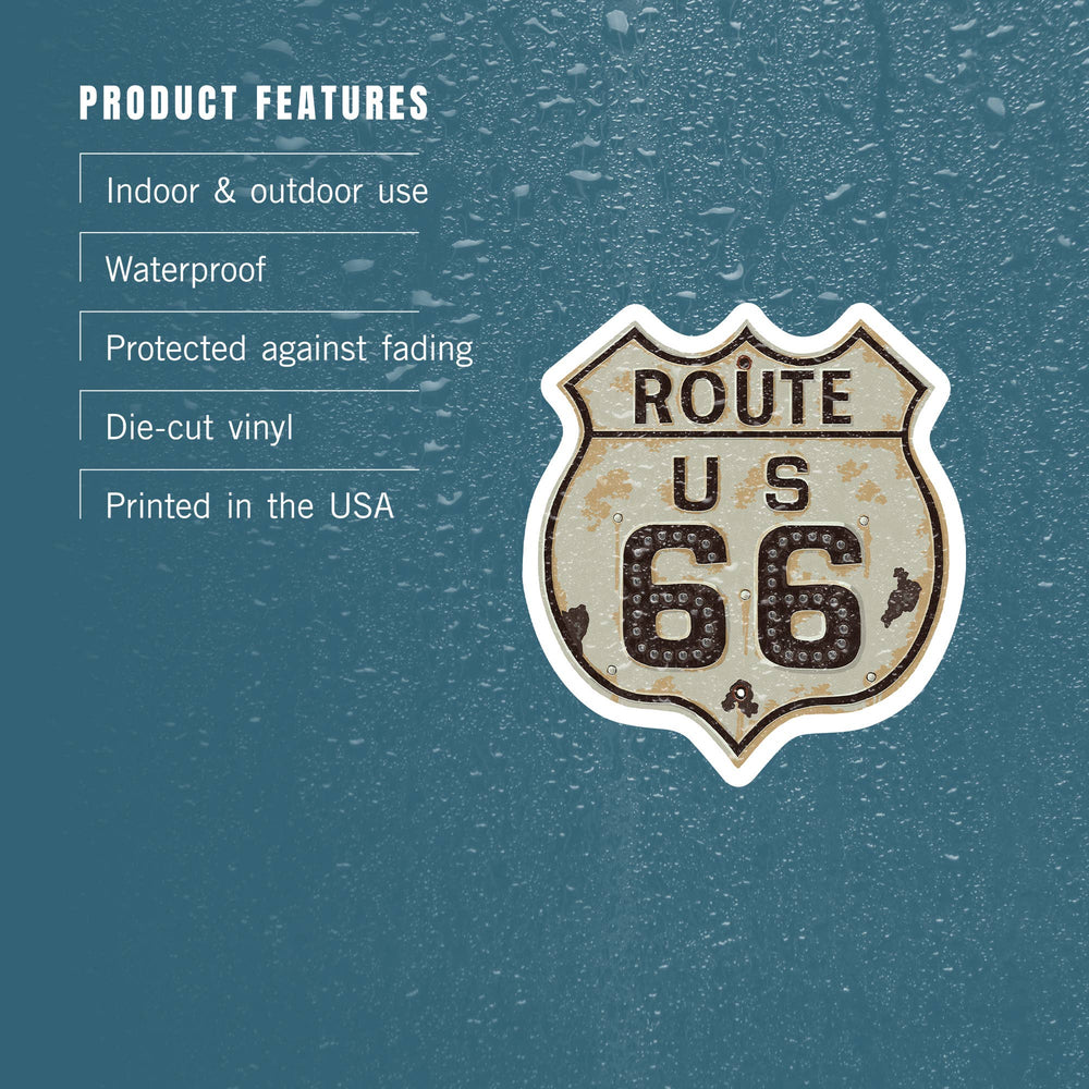 STICKERS Route 66 Sign, Letterpress