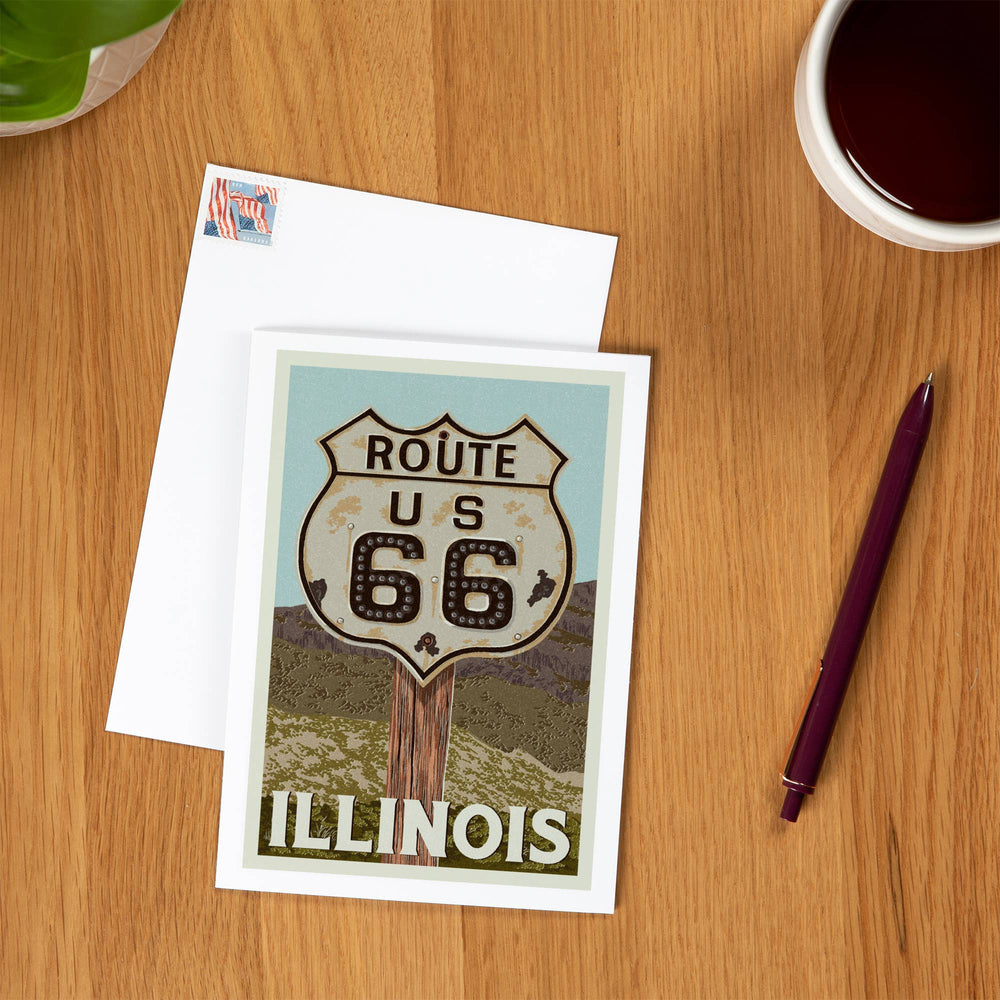 NOTECARD Route 66, Illinois, Letterpress