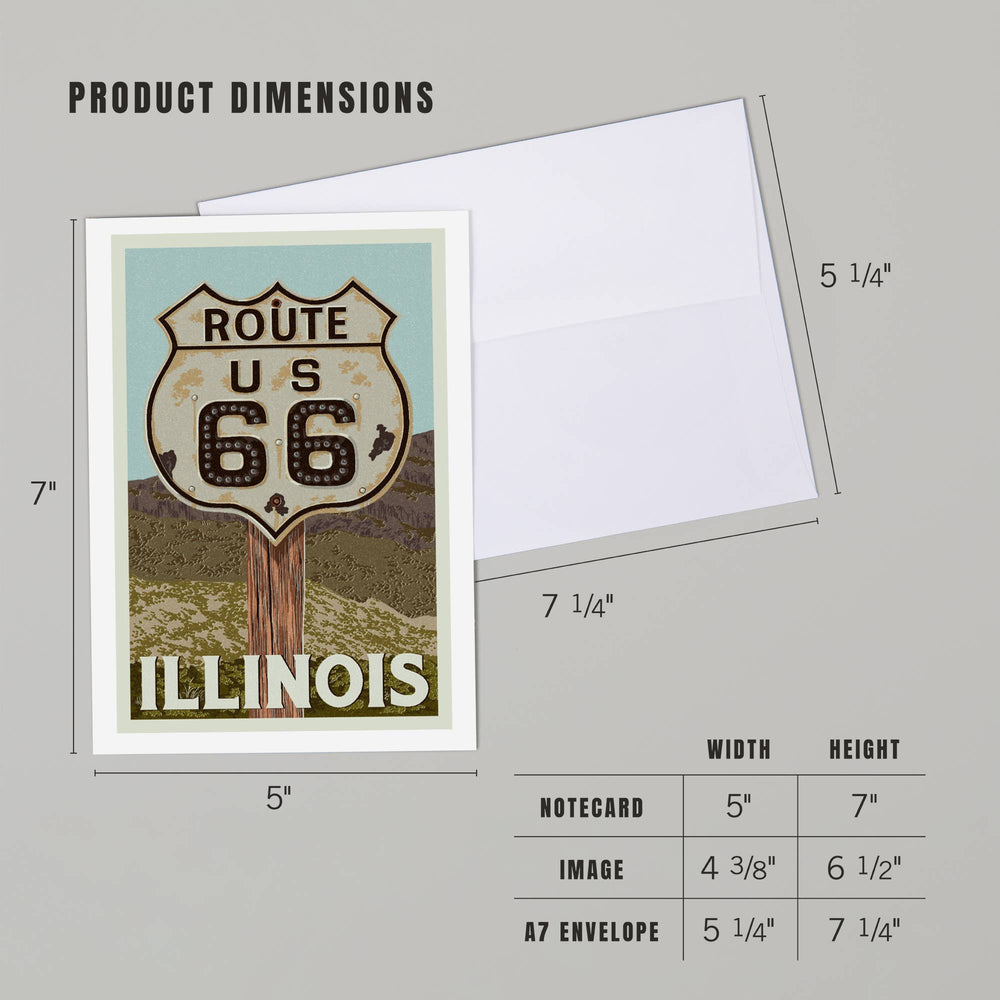 NOTECARD Route 66, Illinois, Letterpress