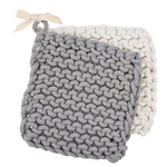 White & Gray Crochet Pot Holder Set