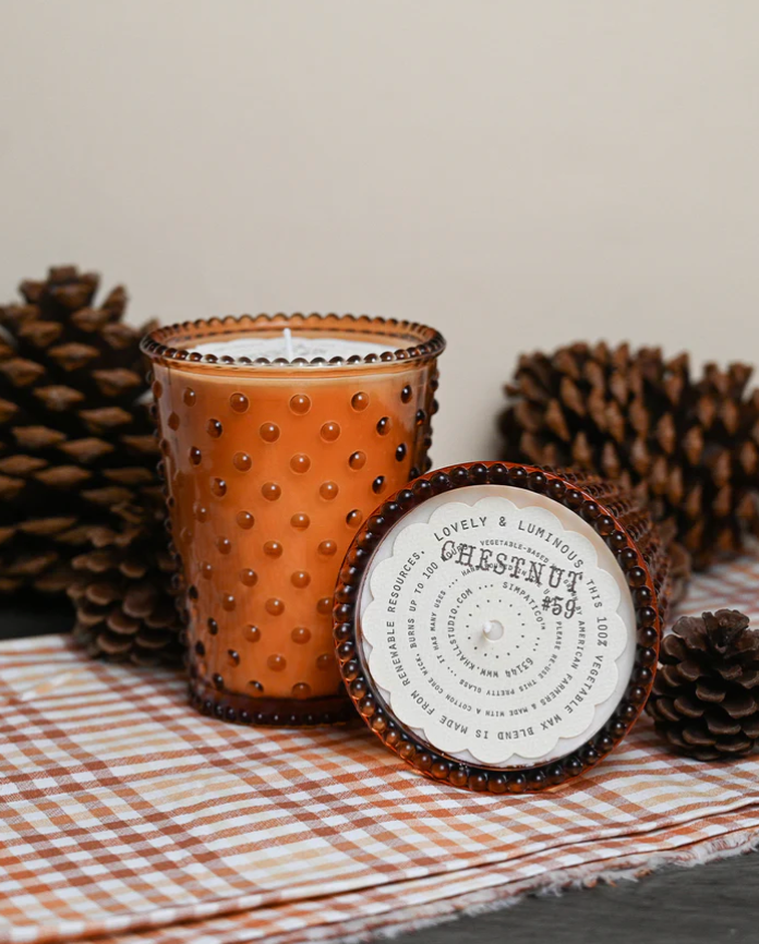 No. 59 Chestnut Hobnail Glass Candle