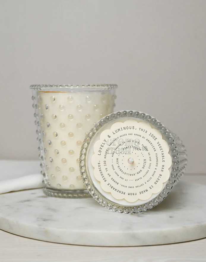 No. 96 Creme Fresh Hobnail Glass Candle
