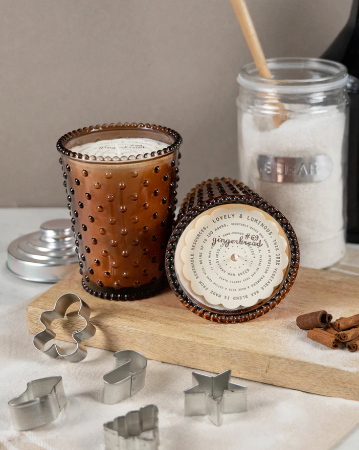 No. 69 Gingerbread Hobnail Glass Candle