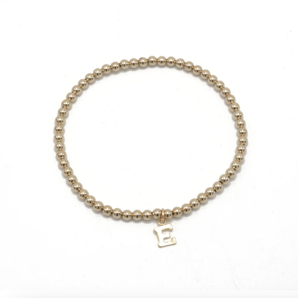 Gold Filled Initial Charm Waterproof Bracelet