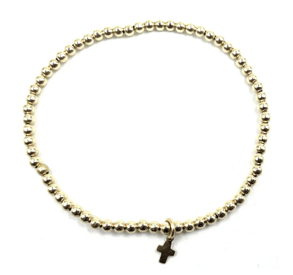 Gold Filled Waterproof Karma Bracelet with Luxe Cross