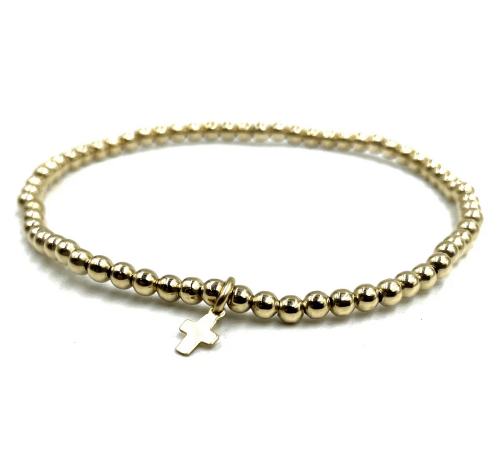 Gold Filled Waterproof Karma Bracelet with Luxe Cross