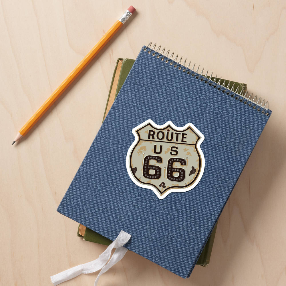 STICKERS Route 66 Sign, Letterpress