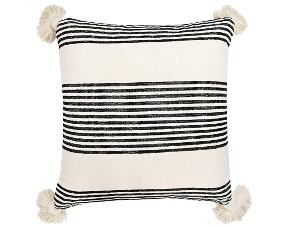 Black / White Tassel Pillow