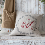 Noel Linen and Cotton Embroidered Pillow