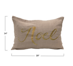 Noel Linen Lumbar Pillow with Embroidery