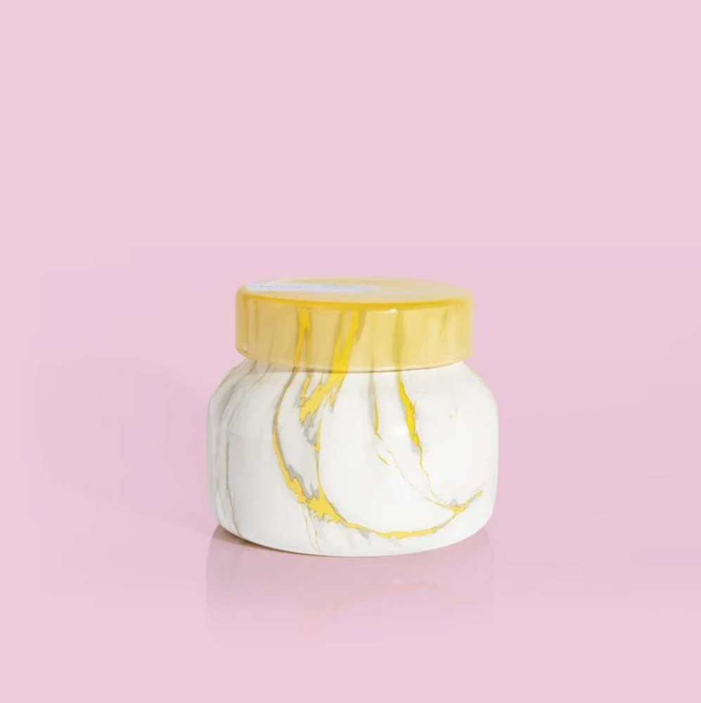 Marble Yellow Petite Jar, 8 oz - Pineapple Flower